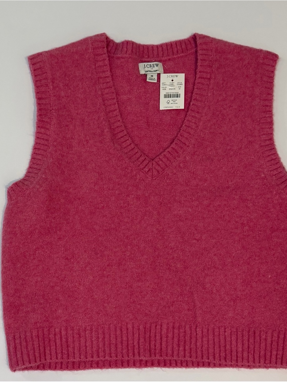 J. Crew Pink V-Neck Sleeveless Sweater Vest